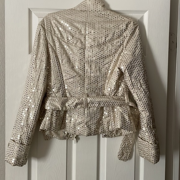Italian Sequin Jacket- silk buttons, nude - Picture 2 of 6